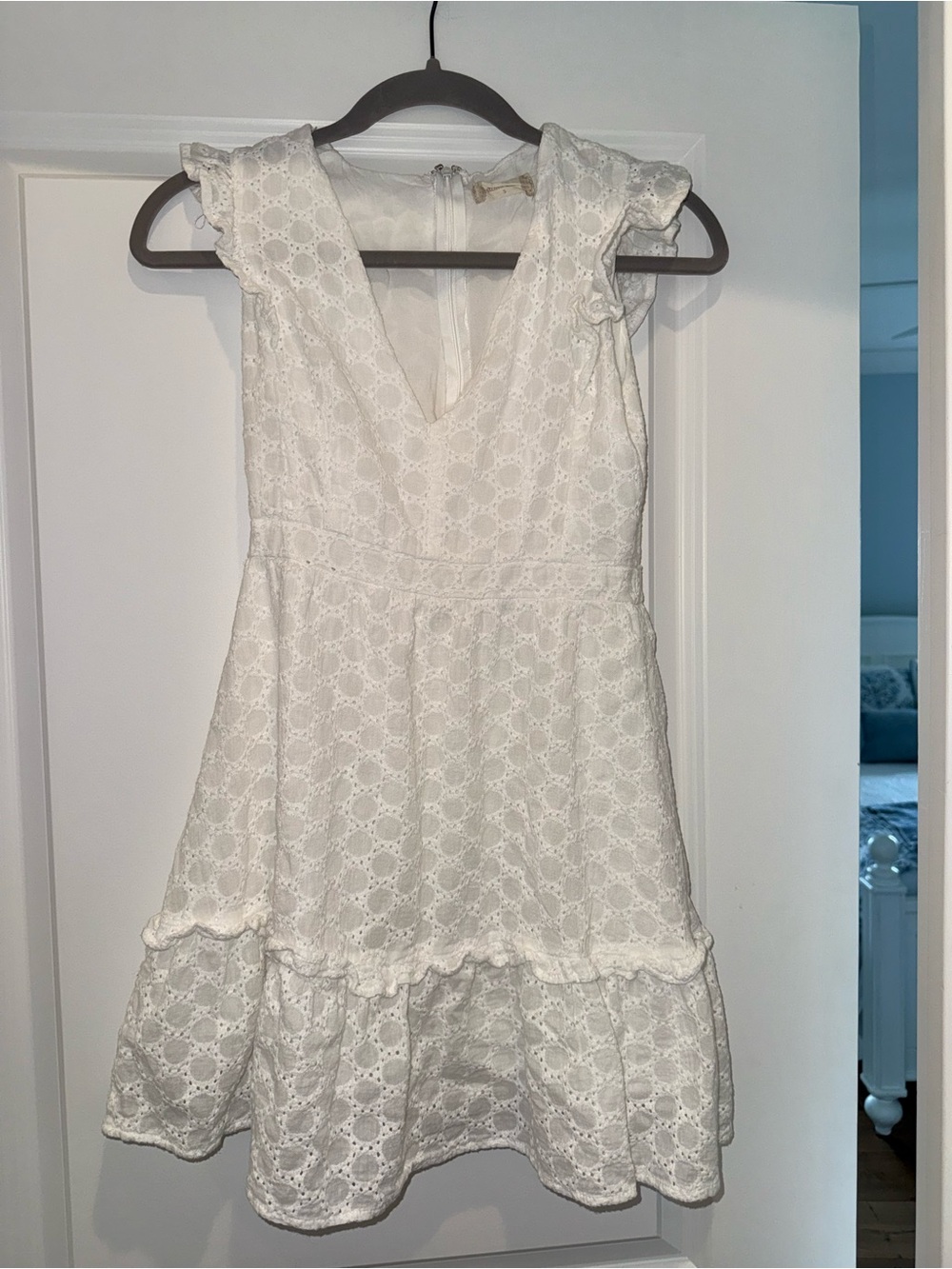 Capped Sleeve mini white lace dress